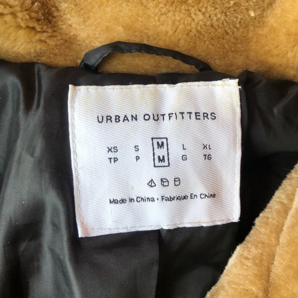 UO Urban Outfitters Faux Fur Patchwork Jacket Men's Unisex Size Medium Brown Tan - Picture 4 of 10